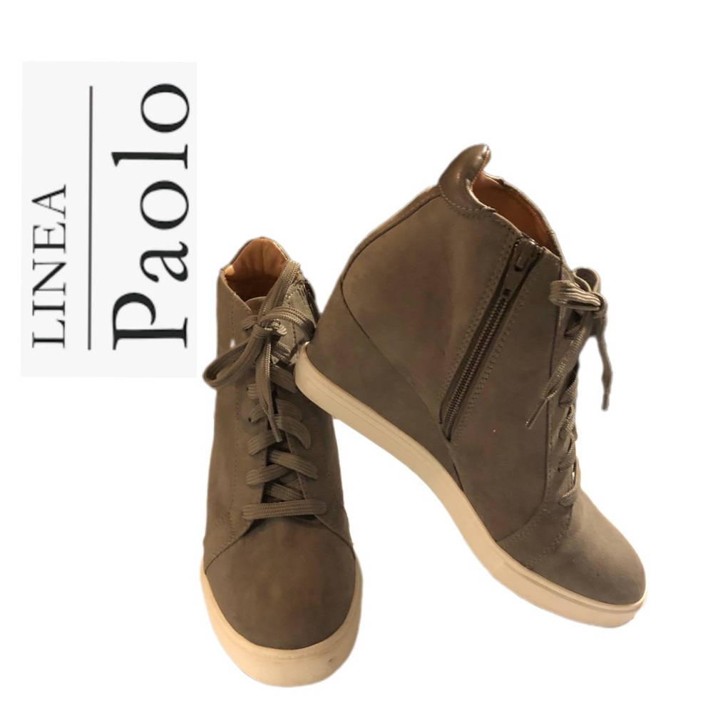 LINEA PAOLO LEATHER WEDGE HEEL BOOTIE SUEDE GREY